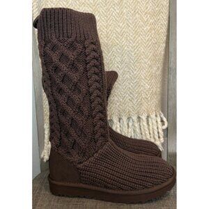UGG Australia Women's Size 8 Classic Cardi Cable Knit Boots Dark Brown
